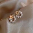 thumbnail image 3 of Pendientes de botón / Rose Temperament Chapado en oro Retro Joyas / para niñas Mujeres Boda Día de Navidad Fernando Aretes, 3 of 8