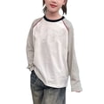 thumbnail image 2 of Antinious Toddler Girls Hoodies Tops,Casual Long Sleeve Sweatshirt for Boys Girls,Children's Color Matching Striped Raglan Sleeve Round Neck Bottoming Shirt Top,White,170, 2 of 5