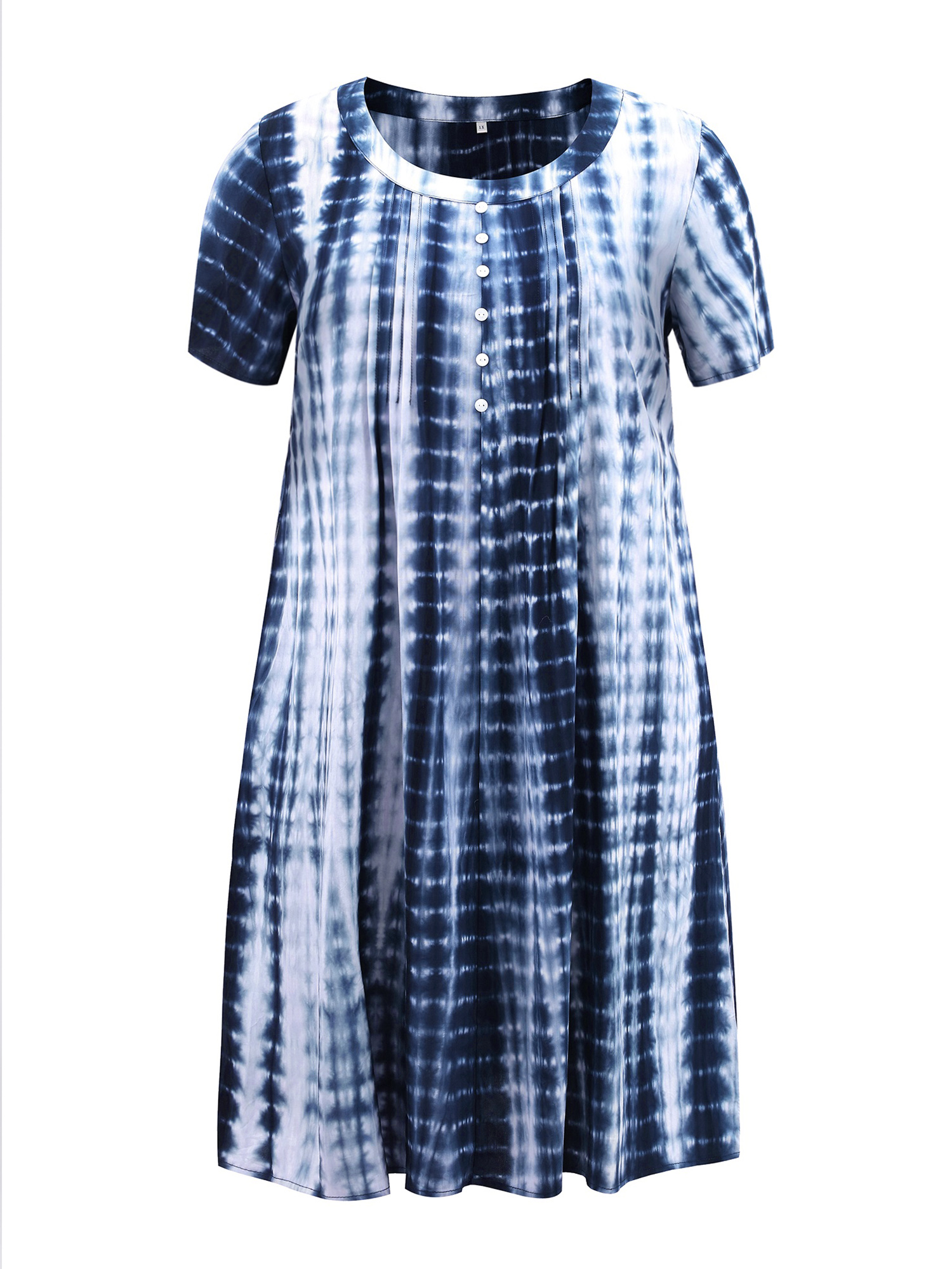 DARING DIVA Plus Size Tie Dye Summer Short Sleeves Dress 2X Dark Blue