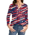 thumbnail image 5 of ZLOVHE Fourth Of July Shirts for Women 3/4 Length Sleeve Womens Tops Button Up Cute American Flag Printed V Neck Fashion Patriotic Lightweight Sweatshirt, 5 of 5