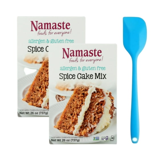 Namaste Foods Gluten Free Spice Cake Mix, 26 oz (2 pack) and 8in Silicone Spatula (Color Varies)