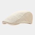 thumbnail image 2 of Unisex Thin Linen Newsboy Cap Lightweight Breathable Flat Hat Large‑Head Friendly Spring Summer Outdoor Sun‑Shade Casual Beret Head‑Accessory, 2 of 3