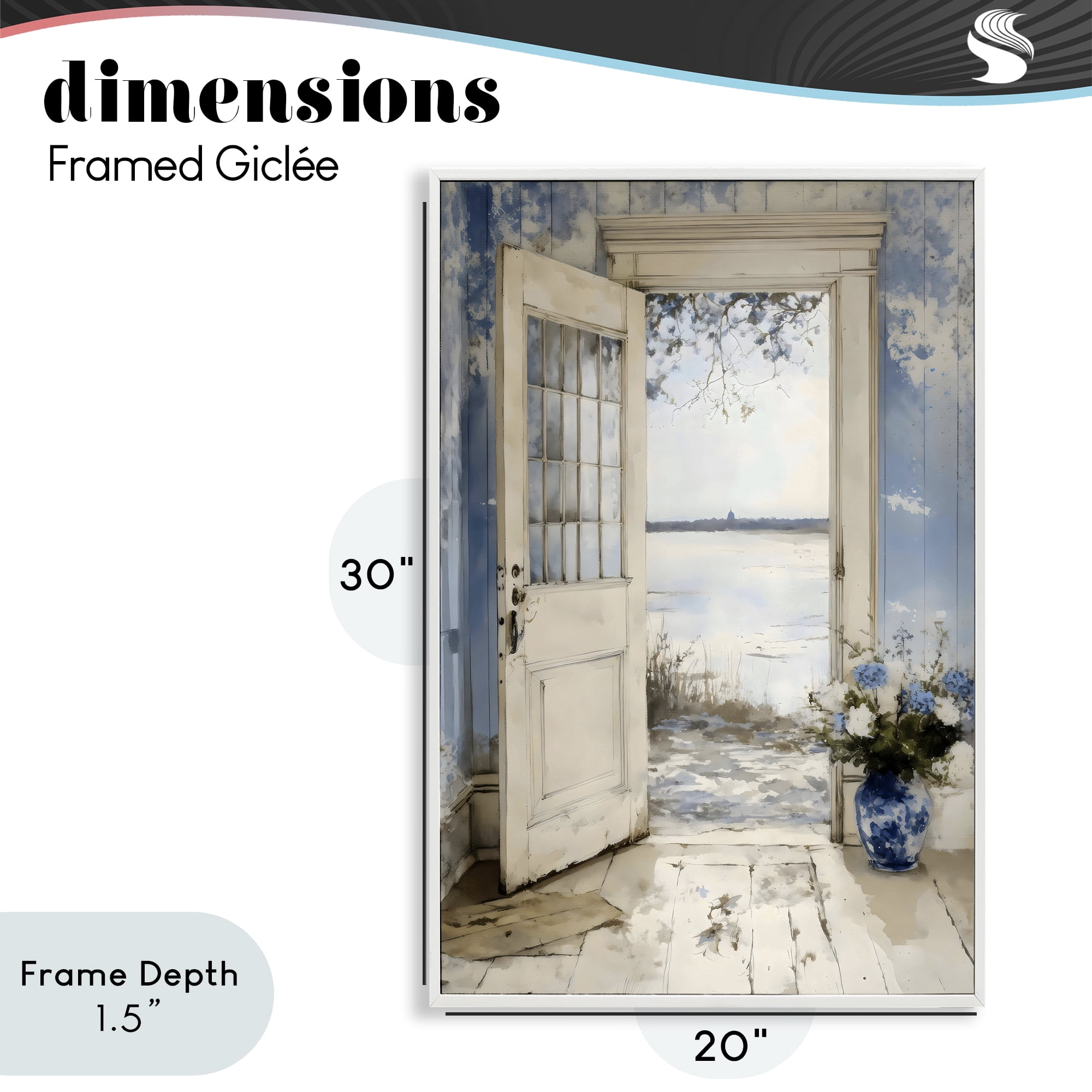 Stupell Industries Blue Country Cottage Doorway White Framed Giclee Art, design by LSR Design Studio