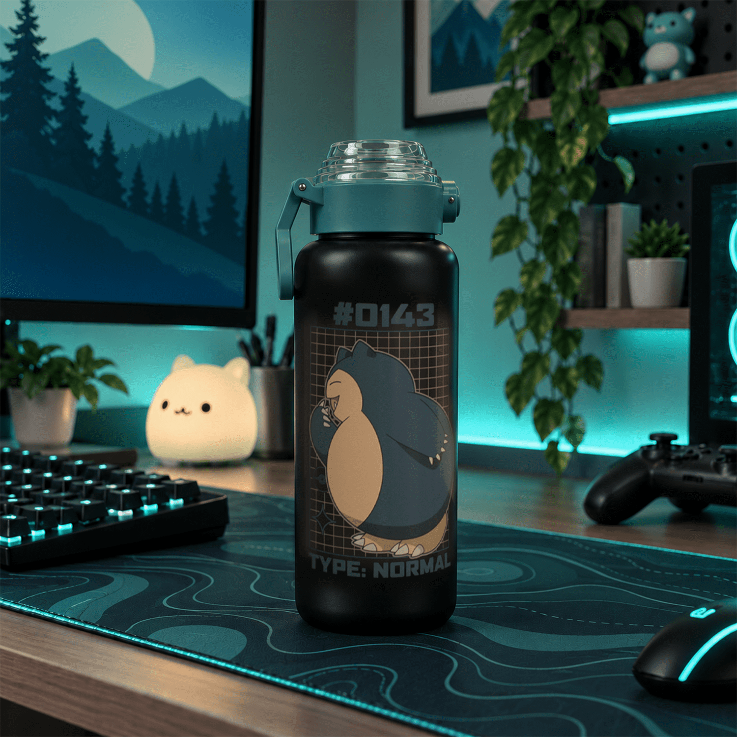 Pokémon Snorlax 32oz Stainless Steel Water Bottle with Flip Lid and Spout