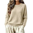 thumbnail image 2 of Szhihuiw Womens Sweaters Fall Fashion Crew Neck Casual Pullover Cable Knit Top Long Sleeve Lightweight Oversized Sweaters for Women, 2 of 6