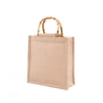 thumbnail image 1 of Bolso De Tela De Saco Bolso De Almacenamiento De Estilo Simple Bolso De Tela De Saco Beige Natural Bolso De Tela De Saco Recubierto Con Película Impermeable Con Artesanía Mango De Bambú Elegante Bolso Eigraketly HA028375-01, 1 of 5