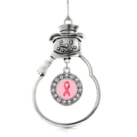 - Breast Cancer Circle Snowman Holiday Ornament