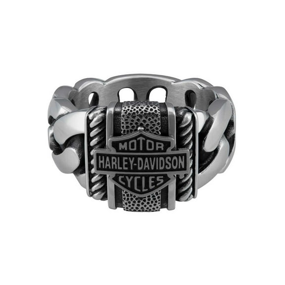 Harley-Davidson Men's Bar & Shield Curb Link Stainless Steel Metal Ring (15), Harley Davidson