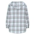 thumbnail image 5 of Women's Flannel Plaid Jacket Sherpa Fleece Lined Coat with Pockets Hooded Long Sleeve Shacket Winter Warm Outerwear (XL, Gray), 5 of 8
