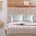 thumbnail image 4 of PiccoCasa 2Pcs Satin Ruffled Pillowcase Silver King, 4 of 7