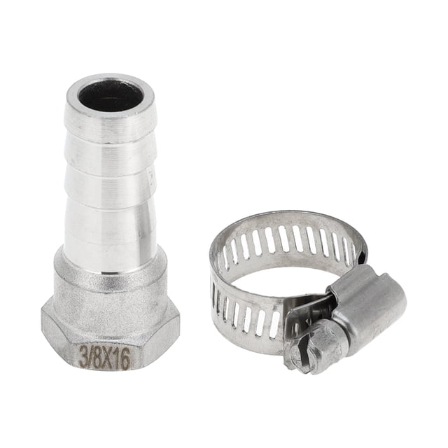 Accesorios de manguera de acero inoxidable 304 Unique Bargains 5/8" OD 3/8" BSPT conector hembra para aire, agua, aceite, gas, combustible 1 juego tono plateado