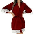 thumbnail image 3 of Women's Short Satin Kimono Robe Soft Silky Bathrobe Getting Ready Lounge Wear Lightweight Cover Up, 3 of 6