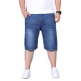 thumbnail image 6 of Migroa Jorts for Men Baggy Elastic Waist Pull on Denim Shorts Plus Size Straight Loose Jean Shorts Teen Boys Denim Jorts Light Blue 2Xl, 6 of 7