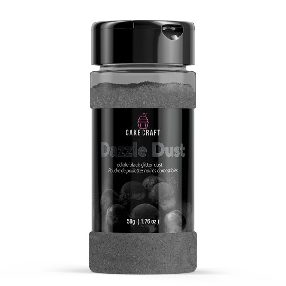 Cake Craft Comestible Dazzle Dust, Noir, Paillettes comestibles pour gâteaux, cupcakes, cocktails et plus encore, Poussière de décoration alimentaire, 100 % comestible