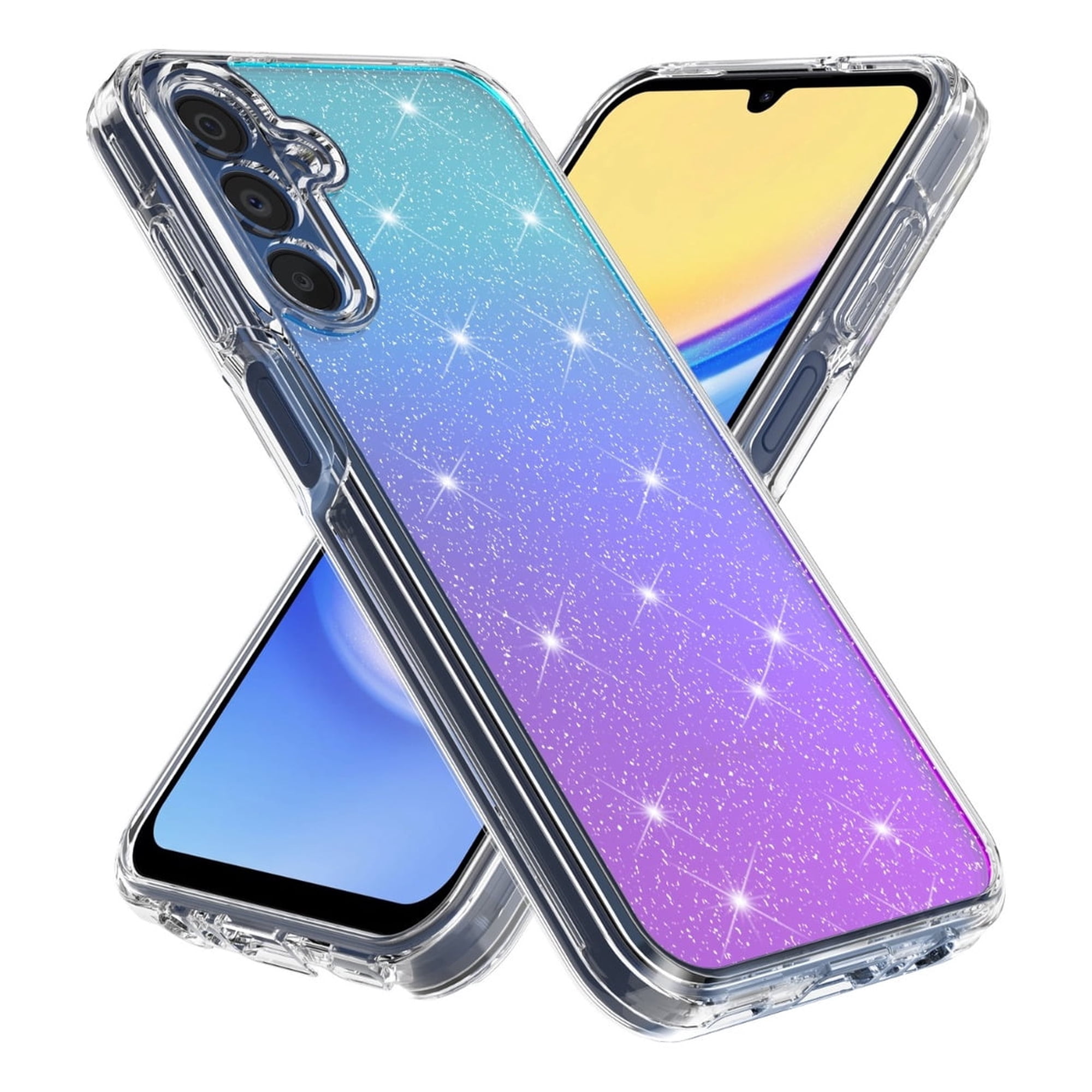 Rosebono Compatible With Samsung Galaxy A26 Case, Hybrid Glitter Sparkle Transparent Colorful Gradient TPU Skin Cover Protection Case (Teal/Purple)