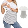 thumbnail image 2 of ZTTD Womens Pregnant Tops Fashion Round Neck Clothes for Pregnant and Lactating Mothers Striped Tops Women's T Shirts Short Sleeve Round Neck T Shirt, Sizes S-3XL, 2 of 3
