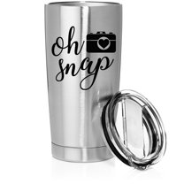 Smooth Body Tumbler Stainless Steel Vacuum Insulated Travel Mug Cup Gift Oh Snap Funny Camera Picture Photographer (Stainless Steel, 20 oz)