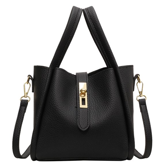HUISZJ Shoulder Bag Bucket Bag, PU Leather Crossbody Bag with Inner Bag, Magnetic Crossbody Bag for Work Travel (Black)
