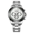 thumbnail image 1 of Reloj cronógrafo luminoso resistente al agua, esfera blanca y calendario, esfera negra, reloj de pulsera de lujo para hombre dorado atemporal, 1 of 7