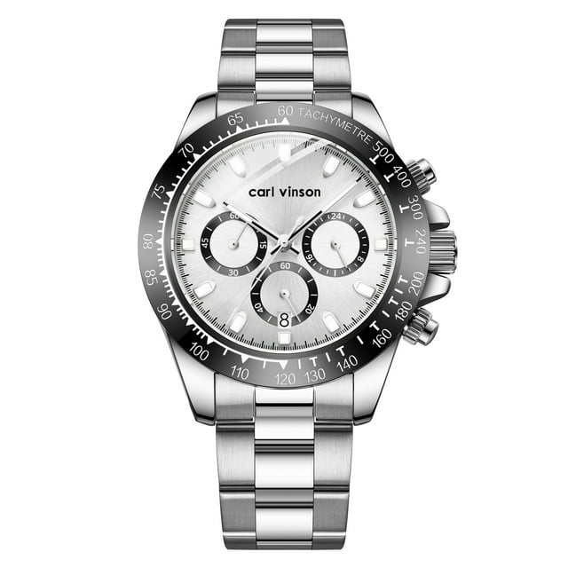 Reloj cronógrafo luminoso resistente al agua, esfera blanca y calendario, esfera negra, reloj de pulsera de lujo para hombre dorado atemporal