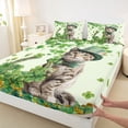 thumbnail image 3 of Feelyou Lucky Cat Animal Bed Sheets, Green Spring Shamrock King Sheets, 4pcs, 3 of 7