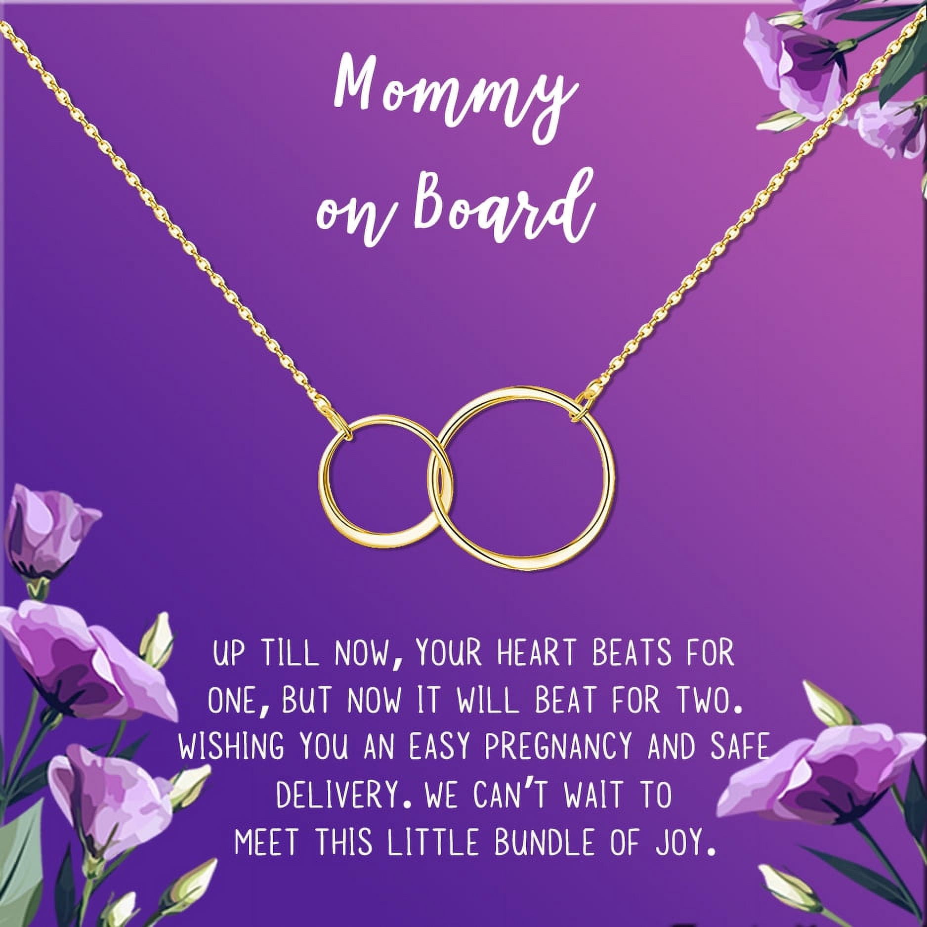 Mommy to Be Mother's Day Gift, Jewelry for Sister, New Mom Mother's Day Gift, Gift for Her, Necklace and Card Gift for Mom, Mommy to be Necklace and Card [Gold Infinity Ring,Purple Gradient]