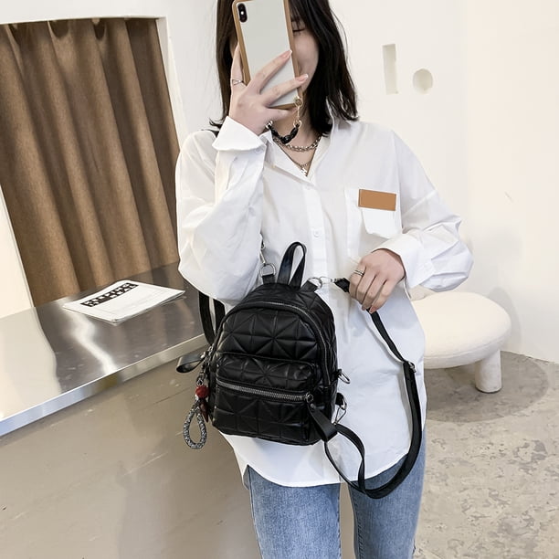 Bsvklp Mochila De Cuero De Pu Para Mujer De Color Sólido, Bolso Diario, Bolsos De Hombro (Negro B) Bsvklp Para estrenar