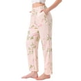 thumbnail image 4 of Pantalones de lounge para mujeres INSPIRE CHIC con patrón de flores y puntos, pantalones de pierna ancha, cintura elástica con bolsillo, pijama de noche M amarillo, 4 of 6