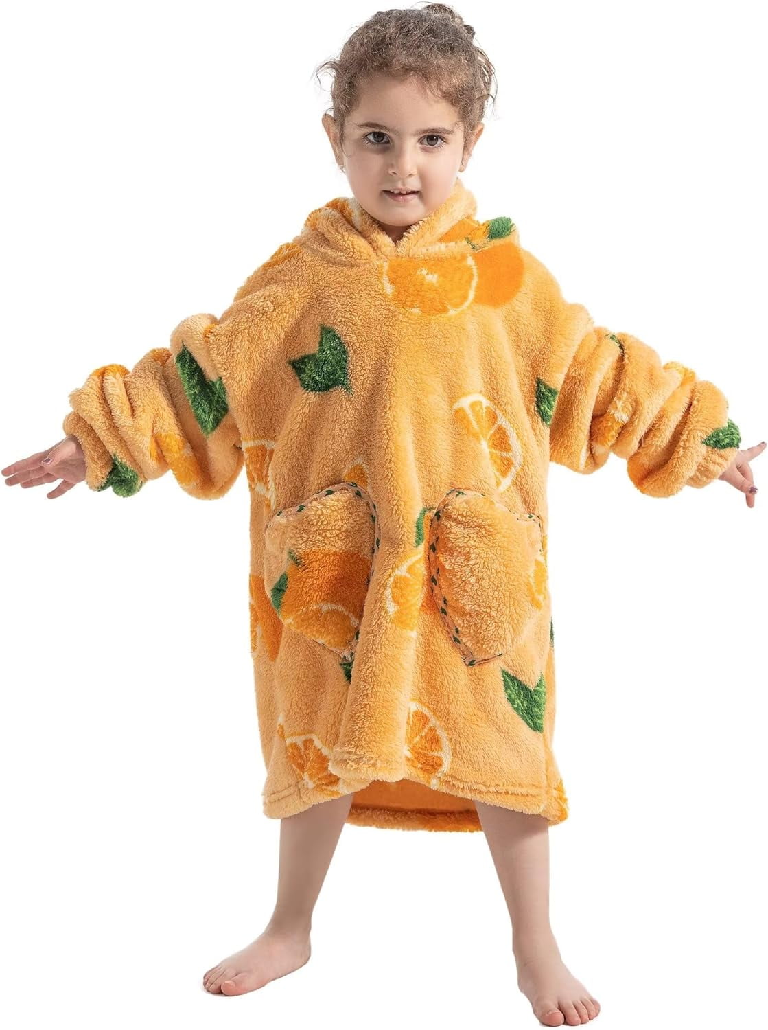 Wehilion 2-6YR Oversized Sweatshirt Hooded Blanket Sherpa Hoodie for Girls Boy Wearable Blanket Hoodie for Kids Toddlers