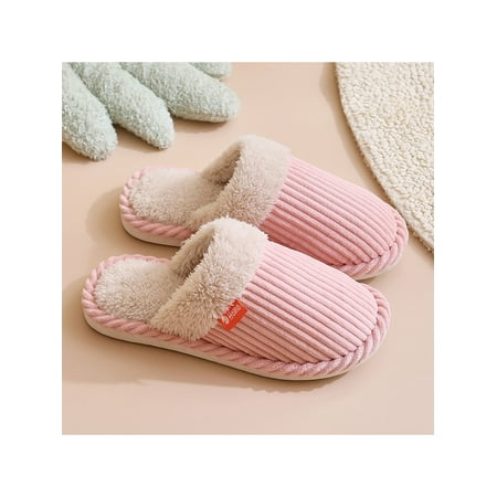 

Difumos Women Non-slip Slip On House Shoes Breathable Cozy Fuzzy Slippers Indoor Casual Flat Comfort Winter Slipper Pink 4.5-5