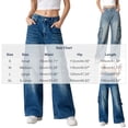 thumbnail image 3 of Women's Cargo Wide Leg Jeans with Pockets High Waist Button Closure Baggy Denim Pants Y2K Casual Vintage Washed Jeans Fashion Bottoms Light Blue, 3 of 6