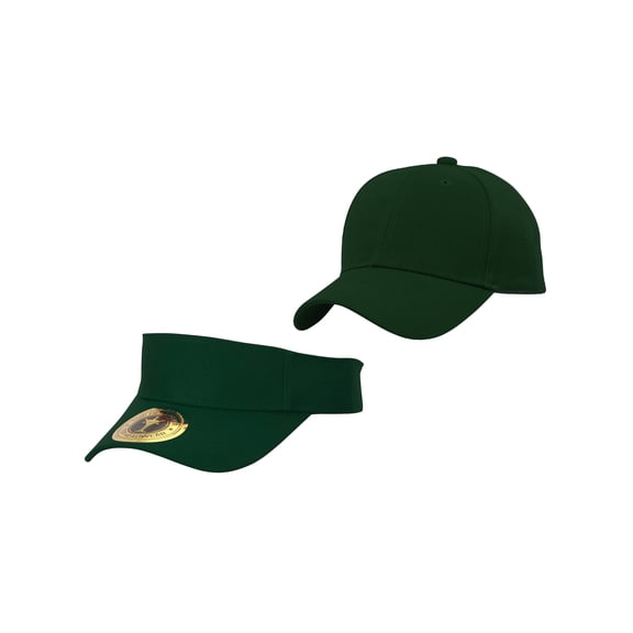 Top Headwear Kids Baseball Cap and Visor Combo Pack - Forest Green