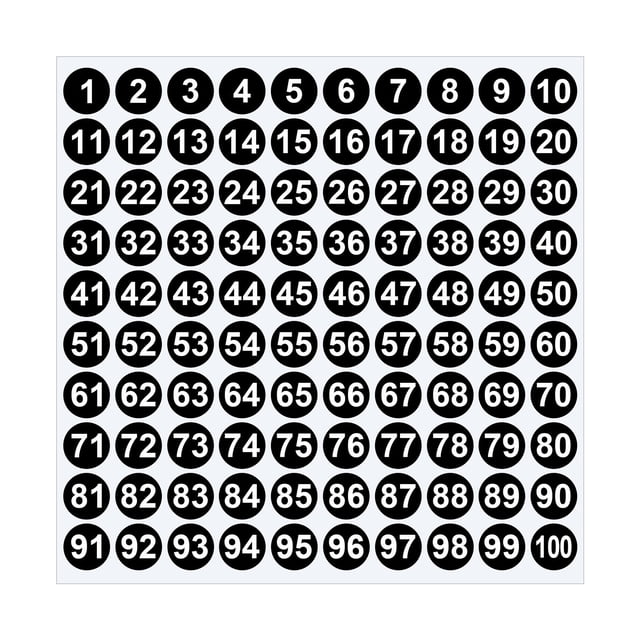 Mailbox Stickers Numbers 1 Inch 1 to 100 Number Stickers 1 Sheet 10.7x10.7 Inches, Self Adhesive Labels for Note Decoration Crafts Signs