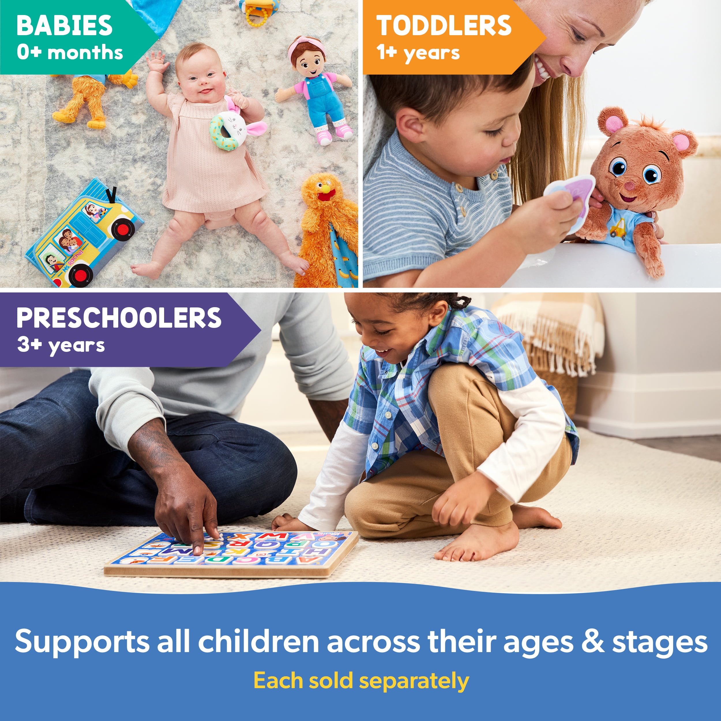 Ms. Rachel Finger Puppets Zoo Friends 4-Pack, for Kids Ages 6 Months and up