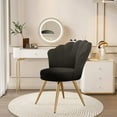thumbnail image 6 of Hawsaiy Modern Velvet Accent Chair Set of 2 with Gold Metal Legs,Upholstered Vanity Chair for Bedroom, Makeup Room, or Living Room，Black, 6 of 10