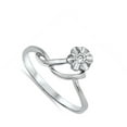 thumbnail image 4 of Clear CZ Flower Blossom Abstract Ring .925 Sterling Silver Thumb Band White Female Size 7, 4 of 4