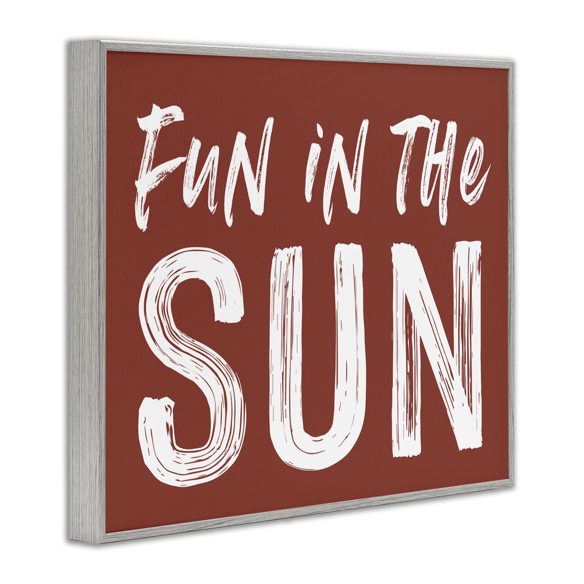 Fun In Sun Brown Sentiment Gray Framed Giclee Art, design by Lettered and Lined