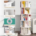 thumbnail image 4 of IAJXWI 5 Tier Wooden Rotating Bookcase, 360° Revolving Display Rack with 20 Shelves,  Corner Bookshelf Tower for Home, Study, Office, 4 of 9