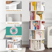 IAJXWI 5 Tier Wooden Rotating Bookcase, 360° Revolving Display Rack with 20 Shelves, Corner Bookshelf Tower for Home, Study, Office