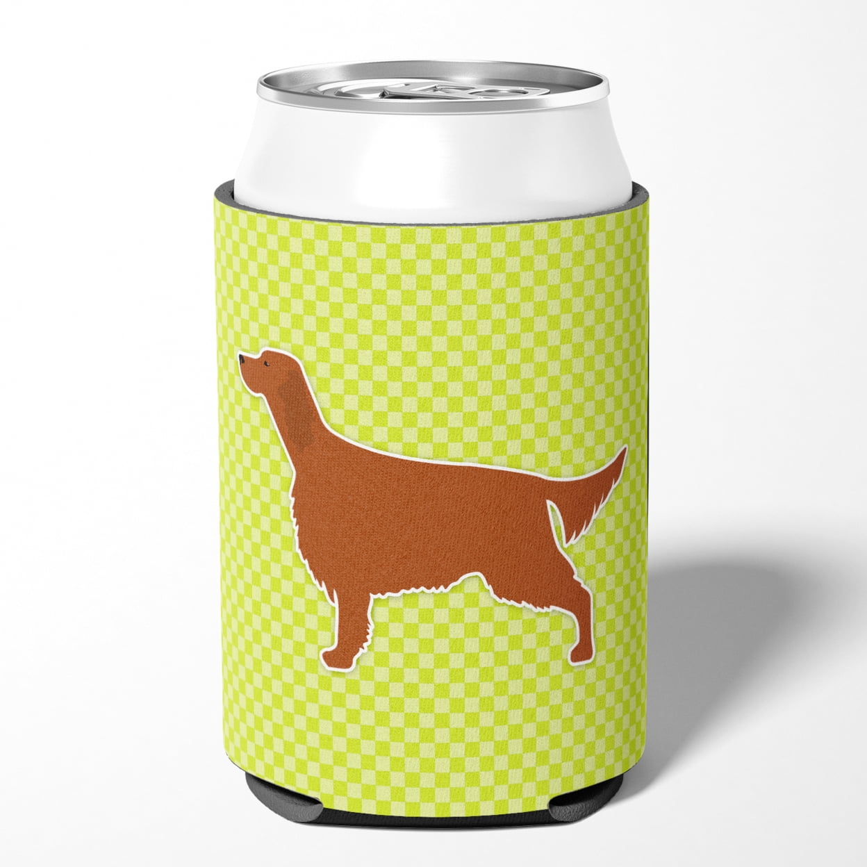 Carolines Treasures BB3793CC Irish Setter Checkerboard Green Can or Bottle Hugger