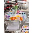 thumbnail image 5 of Outdoor Tablecloth with Umbrella Hole for Patio/Picnic/Party/Camping, Summer Floral Waterproof Table Cloth Round Cover Washable, Welcome Colorful Daisy Flowers Farmhouse Wooden (Dia 54"), 5 of 9