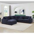 thumbnail image 6 of LolLov Furniture 6 Piece Modern Polyester L Shaped Sectional Sofa Set Dark Blue, 6 of 6