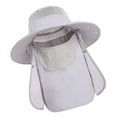 thumbnail image 3 of Sombrero para el sol Gorra con protección UV Ala ancha Nylon Transpirable Secado rápido UPF 50+ Sombrero de pesca con cubierta extraíble para solapa en el cuello y la cara Gris claro YUNYI BRAND  Deportes, 3 of 8