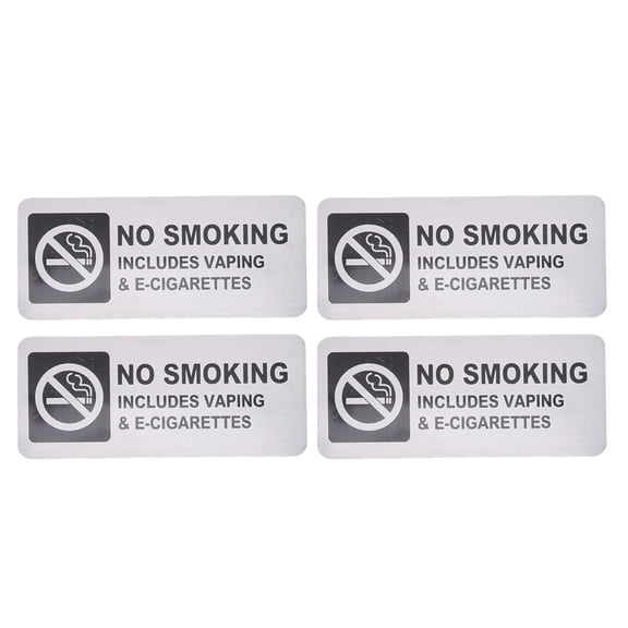 Aestri 4-Pack No Smoking and No Vaping Signs, 7 x 3 Inches / 17.8 x 7.6 cm, Weatherproof Self-Adhesive Aluminum Warning Signs for Home, Office, Restaurant, Indoor or Outdoor Use