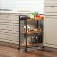 thumbnail image 3 of VASAGLE 3-Tier Narrow Storage Cart, Rolling Cart with Wheels, Steel Frame, Slim Storage Cart for Kitchen, Dining Room, Laundry Room, Adjustable Feet Included, Industrial Style, Rustic Brown and Black, 3 of 7