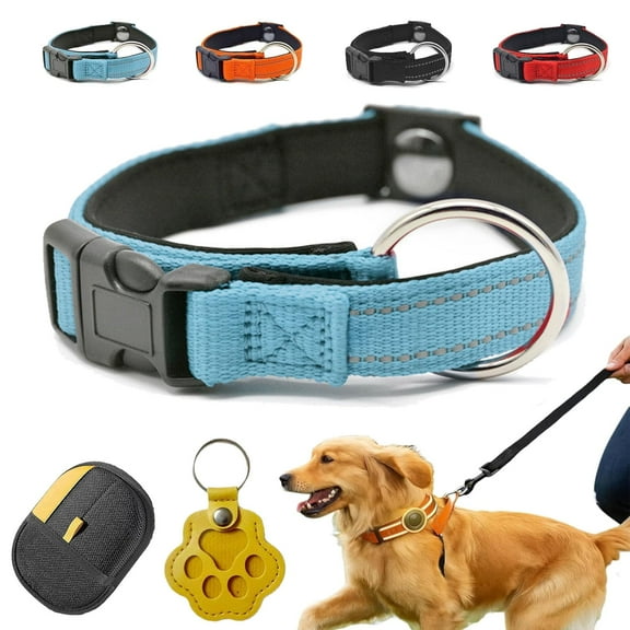 Pawliberation Magnetic Dog Collar, Double Layer Fabric Safety Reflective Dog Collar, Durable Lightweight Breathable Adjustable Collars, Pawliberation Collar for Senior Dogs(Blue)