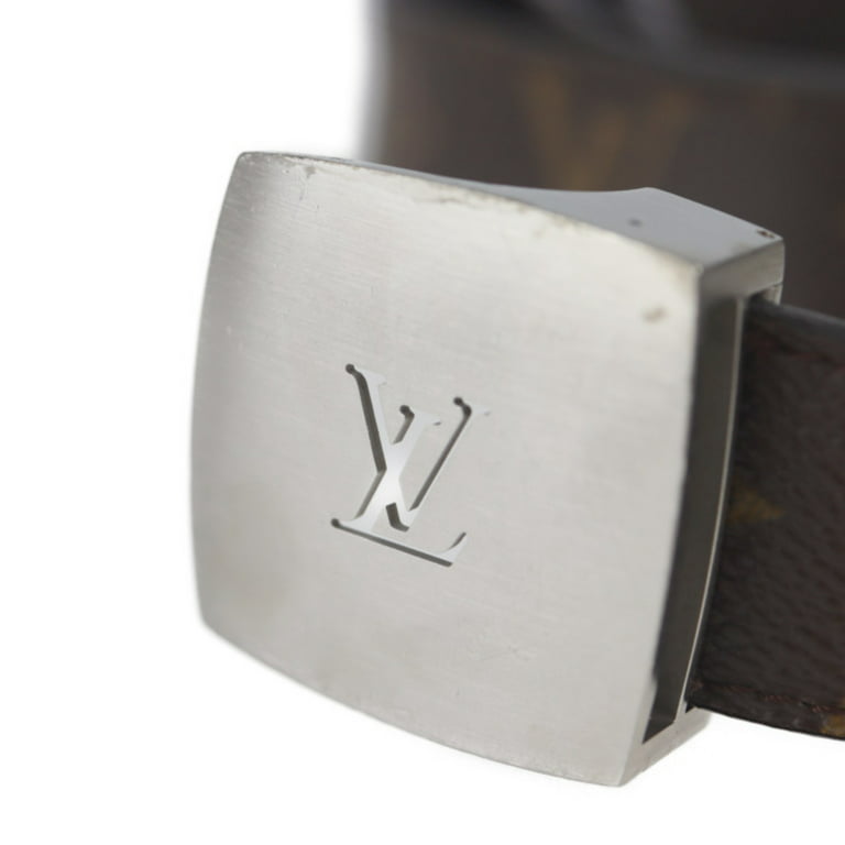 Pre-Owned LOUIS VUITTON Louis Vuitton Sun Tulle LV Cut Belt M6888V Notation Size  85/34 Monogram Canvas Brown Silver Metal Fittings (Good) 