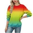 thumbnail image 2 of XPMWRP Women's Gradient Trendy Sweatshirt Casual Long Sleeve Crew Neck Pullover Loose Fall Winter Warm Sweatshirt Multicolor L, 2 of 4