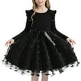 thumbnail image 3 of Gytharion Kids Tutu Dresses for Little Girls 1-8 Years, Cute Ruffle Long Sleeve Bow Waist-Tie Princess Dress Summer Solid Casual A-Line Tulle Party Dress, 3 of 5
