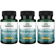 Swanson Triple Strength Melatonin - 100% Drug Free 10 mg 60 Caps 3 Pack
